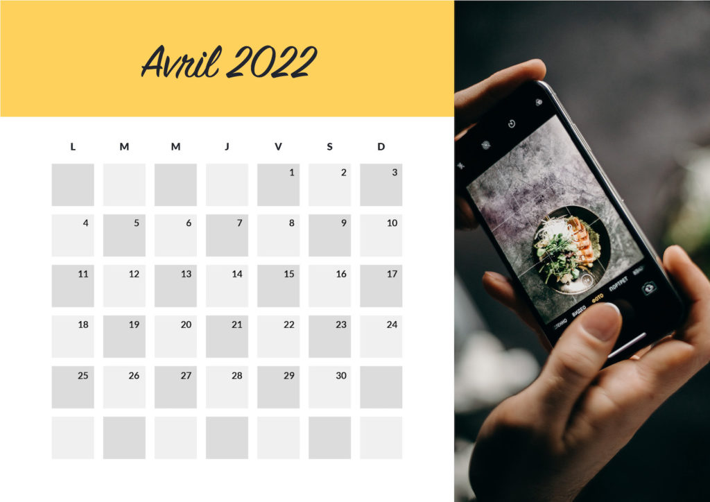 Calendrier food avril 2022