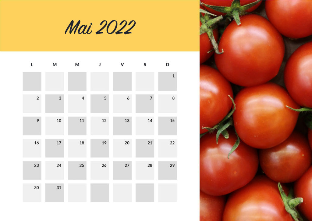 Calendrier food mai 2022